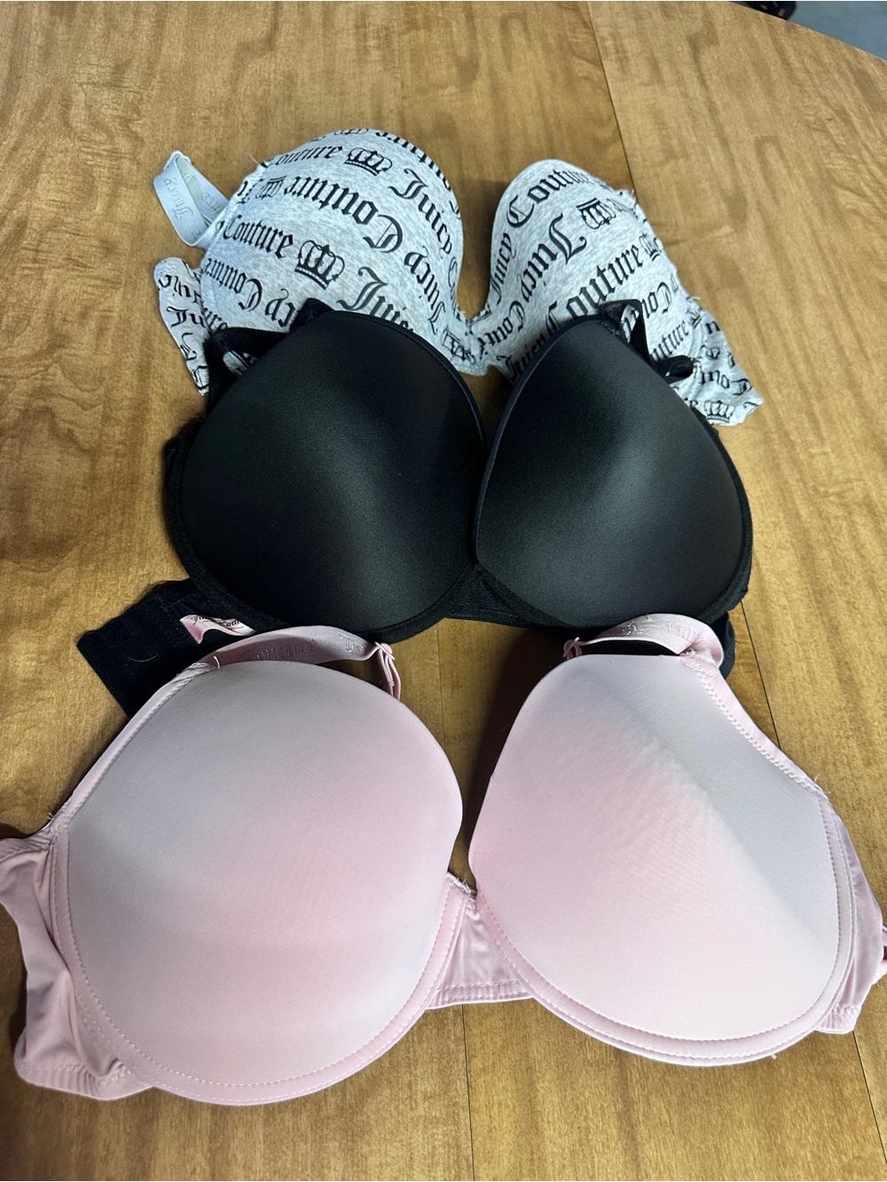 Juicy Couture Black & Light Pink Padded T-Shirt Bras